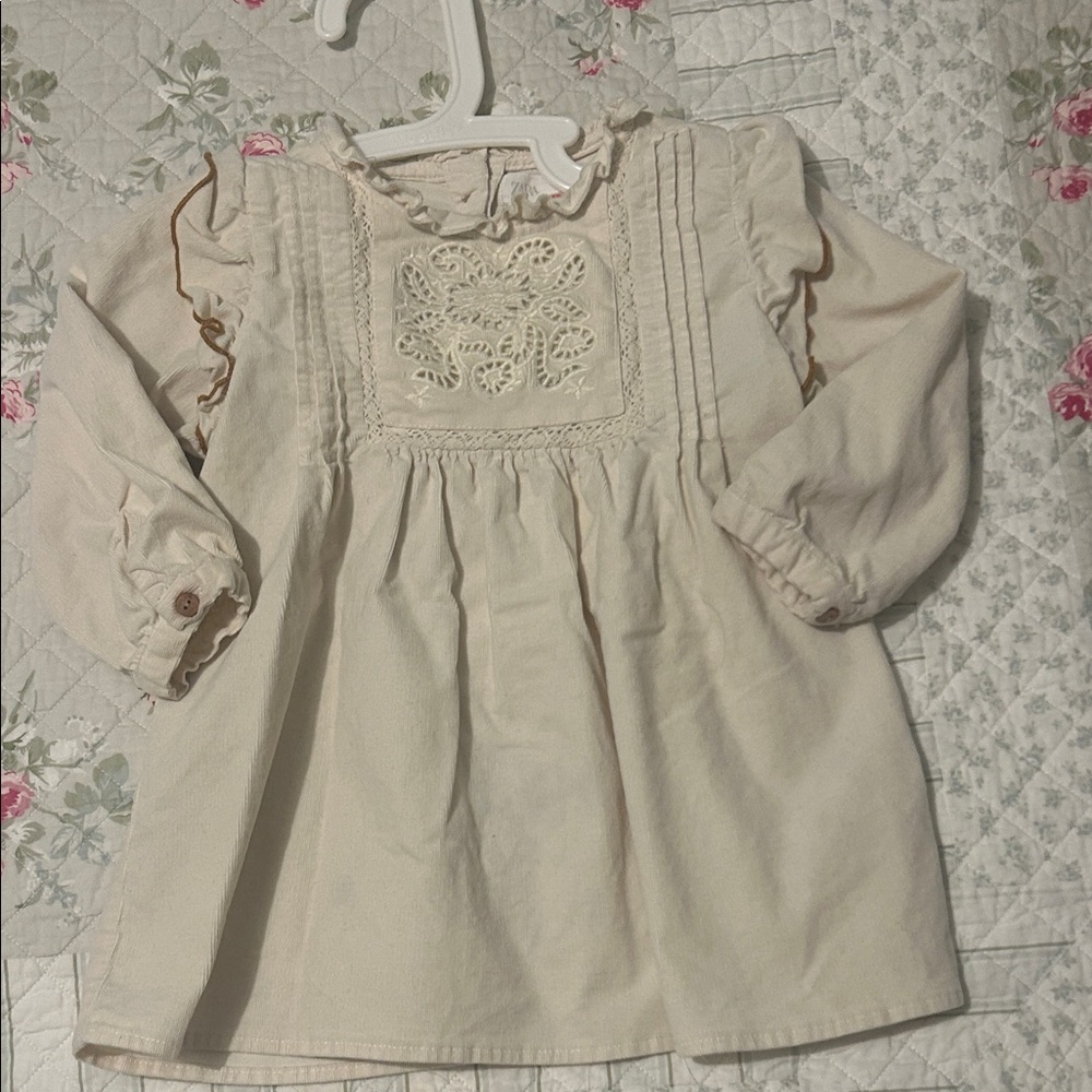 Zara Cream Kids Blouse with Lace Detail
